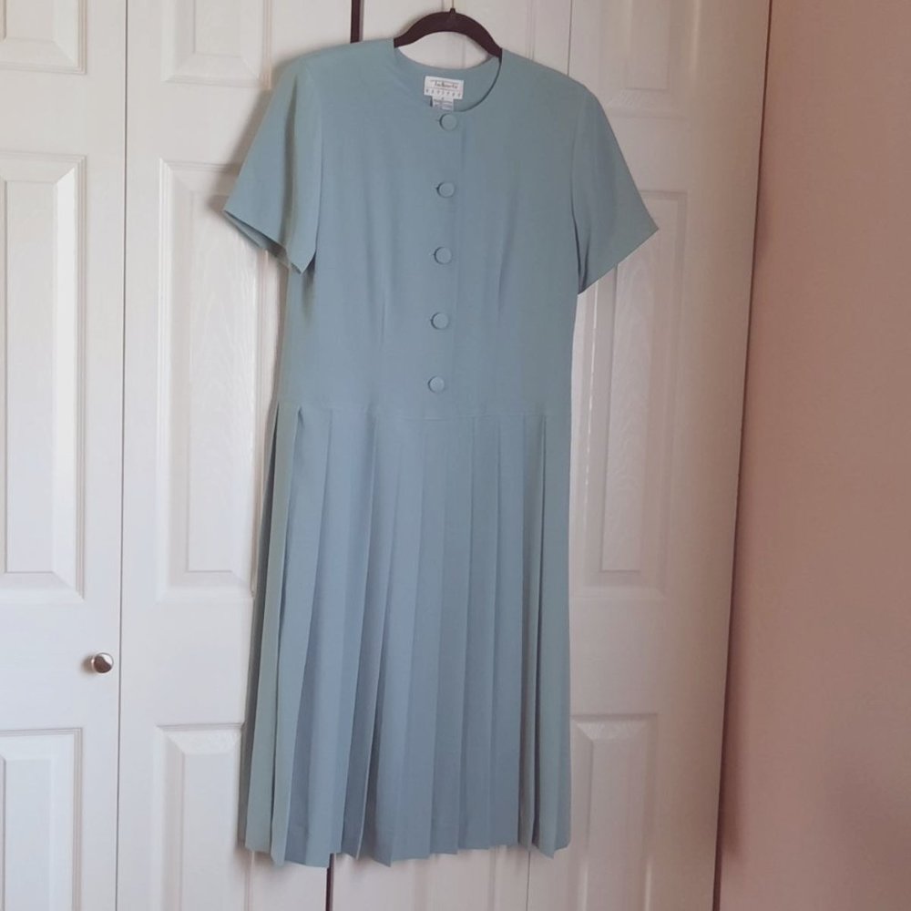 Talbots Petites Pleated Midi / Maxi Short-Sleeve Light Blue Dress Size 8P